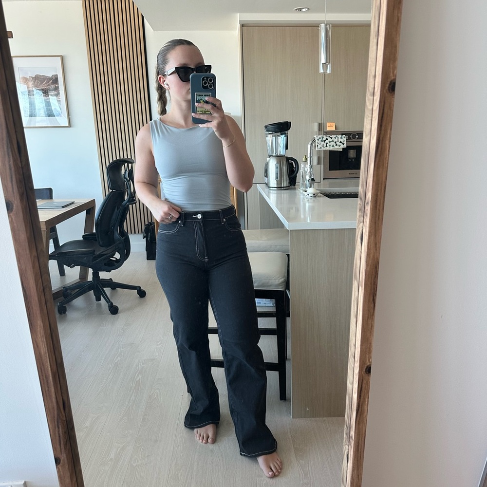 Stylish Black Pants with White Stitching
